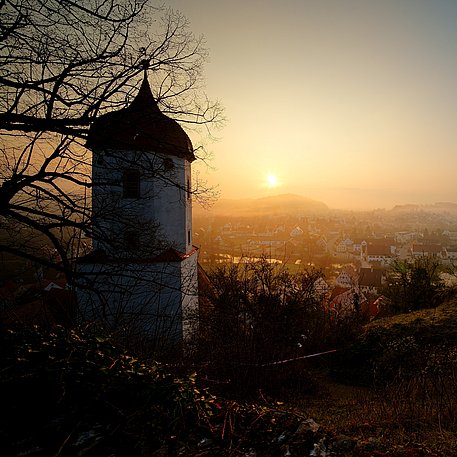 Schloss Harburg im Nebel