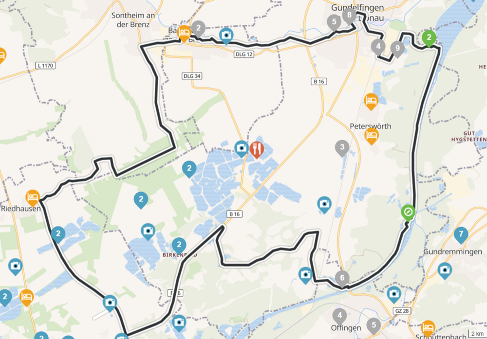 Streckenkarte der Rundtour "Moor & Wasser"