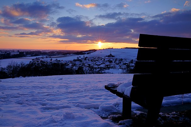 Aussicht am Edelweissweg an einem Winterabend