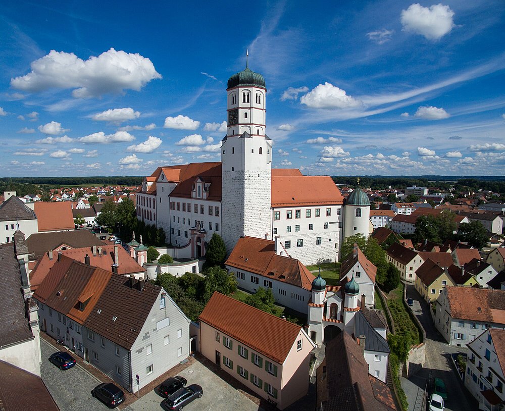 Die Dillinger Stadtsilhouette mit dem Schloss Dillingen Die Dillinger Stadtsilhouette mit dem Schloss Dillingen