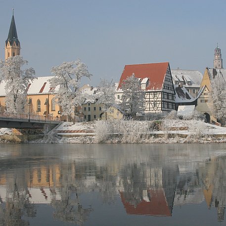 Winter an der Donau, Stadtansicht Lauingen