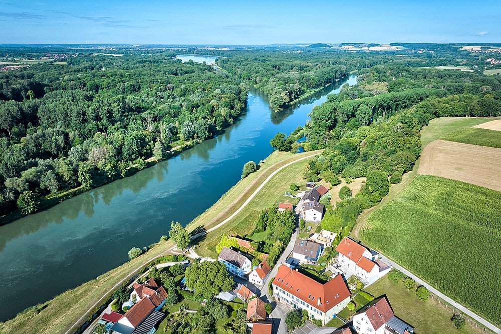 Lech-Donau-Spitz von oben in Marxheim bei Donauwörth