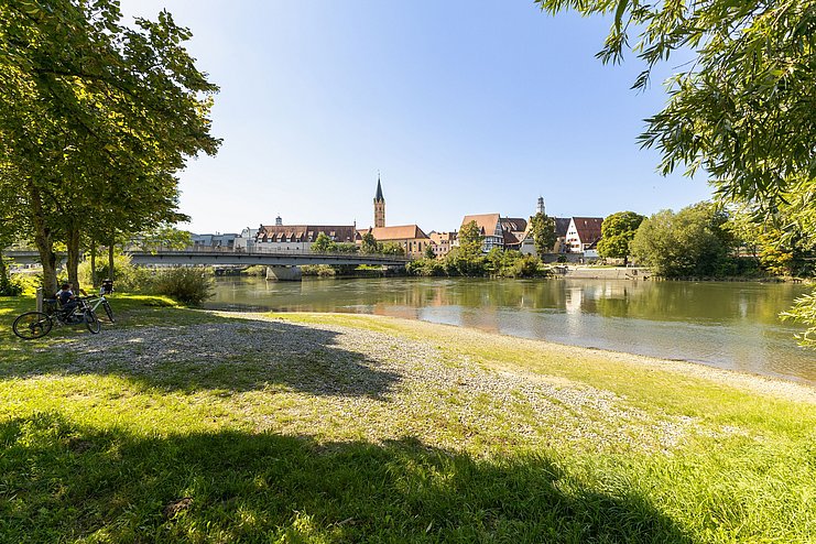 Blick über die Donau und Donaubrücke auf Lauingen Blick über die Donau und Donaubrücke auf Lauingen