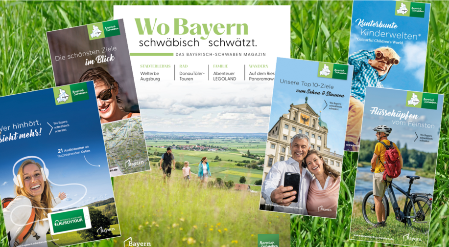 Prospekte der Destination Bayerisch-Schwaben, Magazin, Radkart, Highlight-Flyer usw.