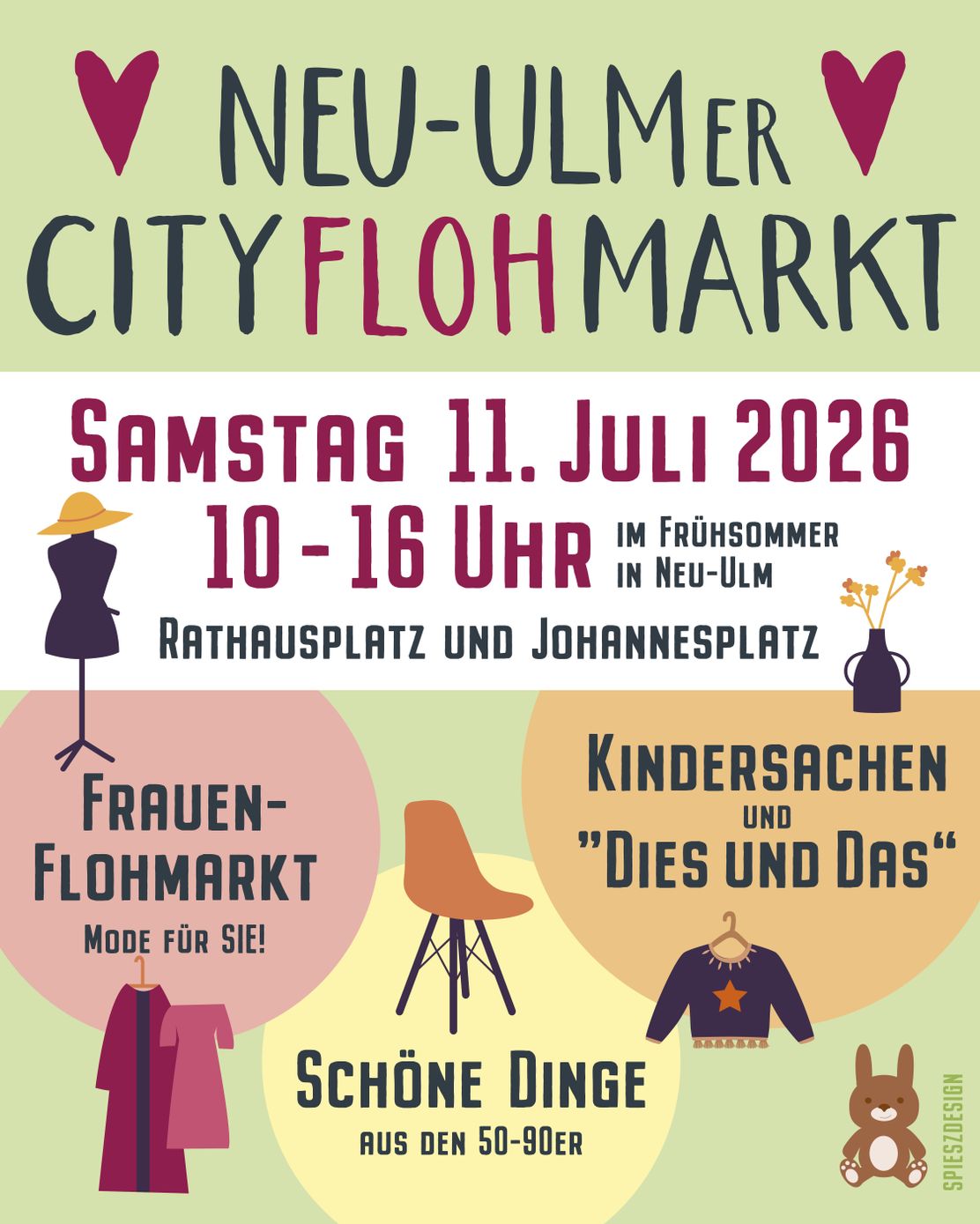 Neu Ulmer CityFlohmarkt - Frauenflohmarkt- Markt der schönen Dingenvon den 50'-90 Jahren- Kinderflohmarkt