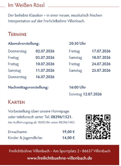 Freilichtbühne Villenbach spielt "Im weißen Rössl"