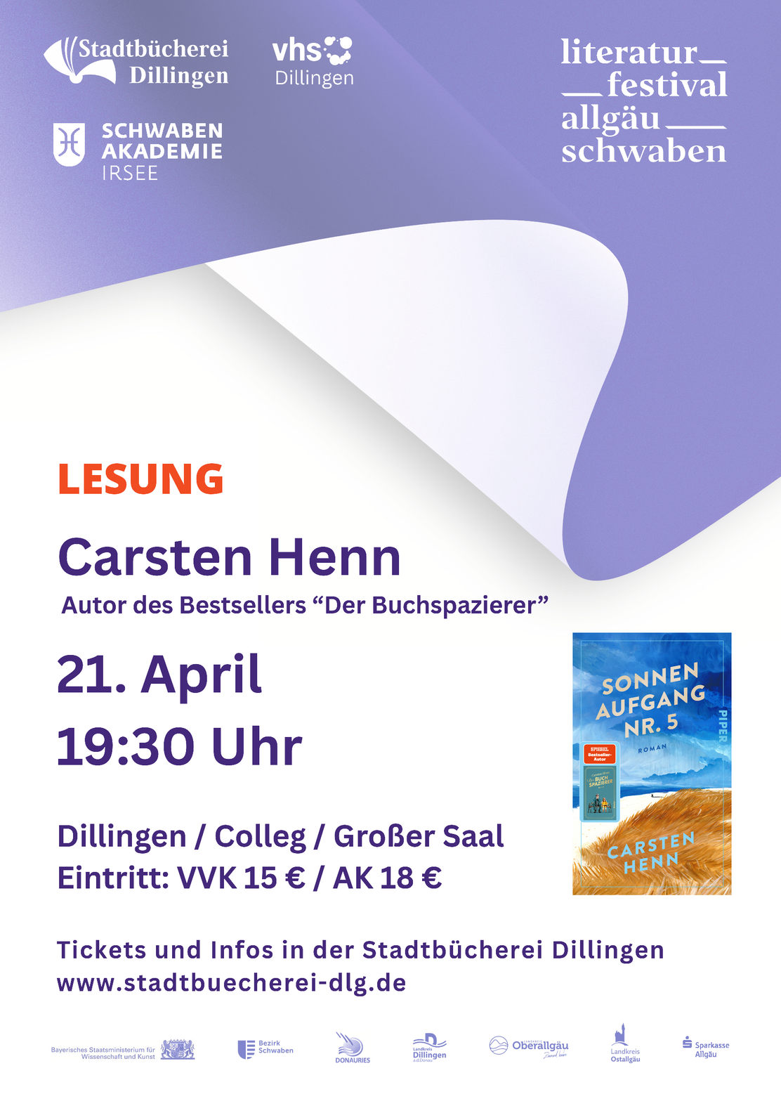 Lesung mit Carsten Henn: Sonnenaufgang Nr. 5 - Literaturfestival