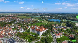 Digitale Panoramatour von multimaps 360: Blick über Schloss Höchstädt und die Donau. © multimaps360.de