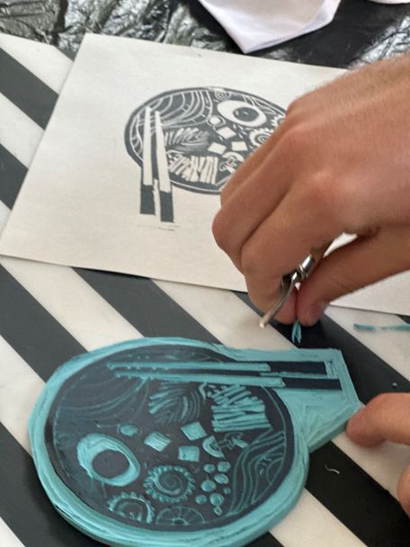 Linoldruck auf Textil Ornament, Foto BastelKiosk.jpg