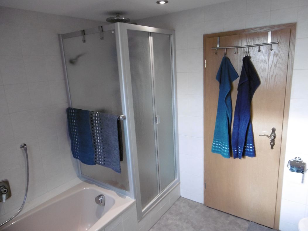 Bad, Sanitär, WC / Dusche mit Trennwand