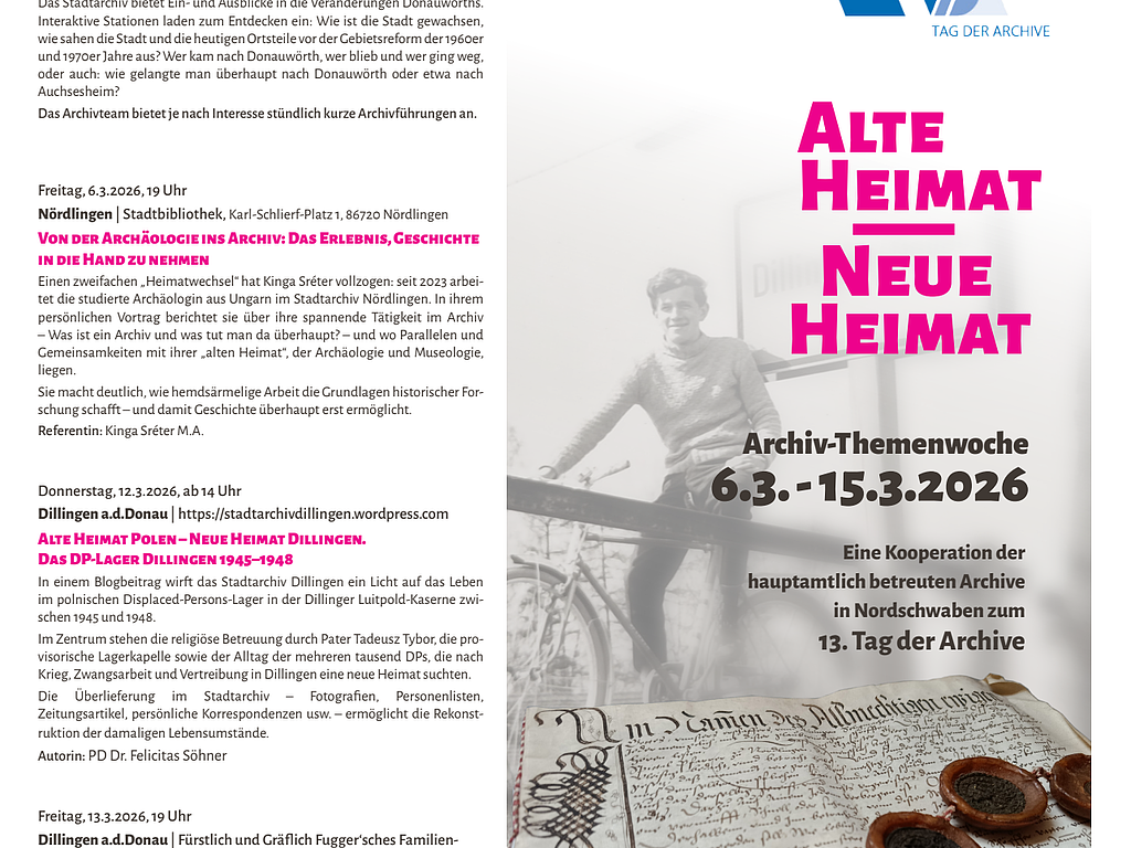13. Tag der Archive: Alte Heimat - Neue Heimat