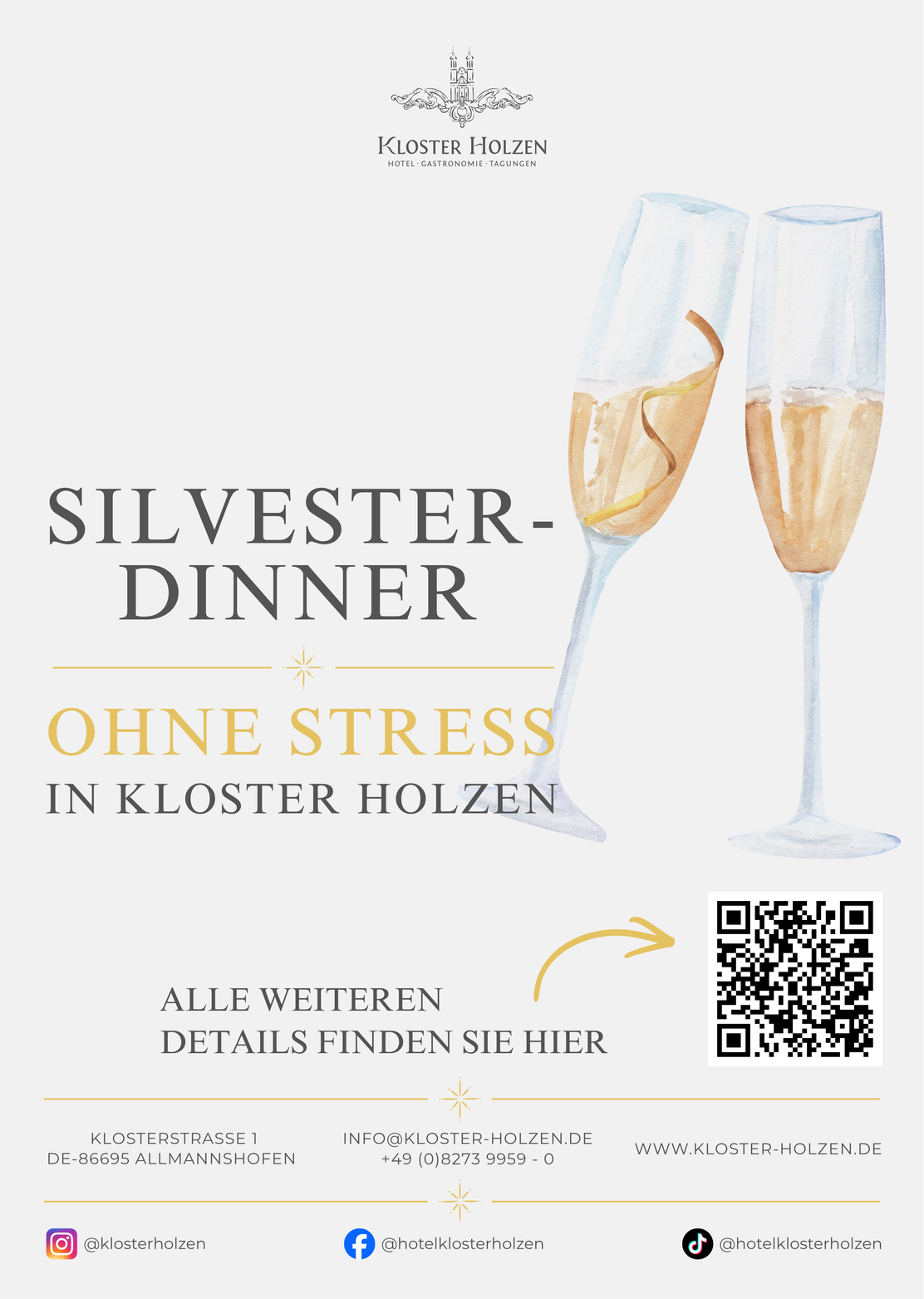 SILVESTER-DINNER OHNE STRESS - IN KLOSTER HOLZEN